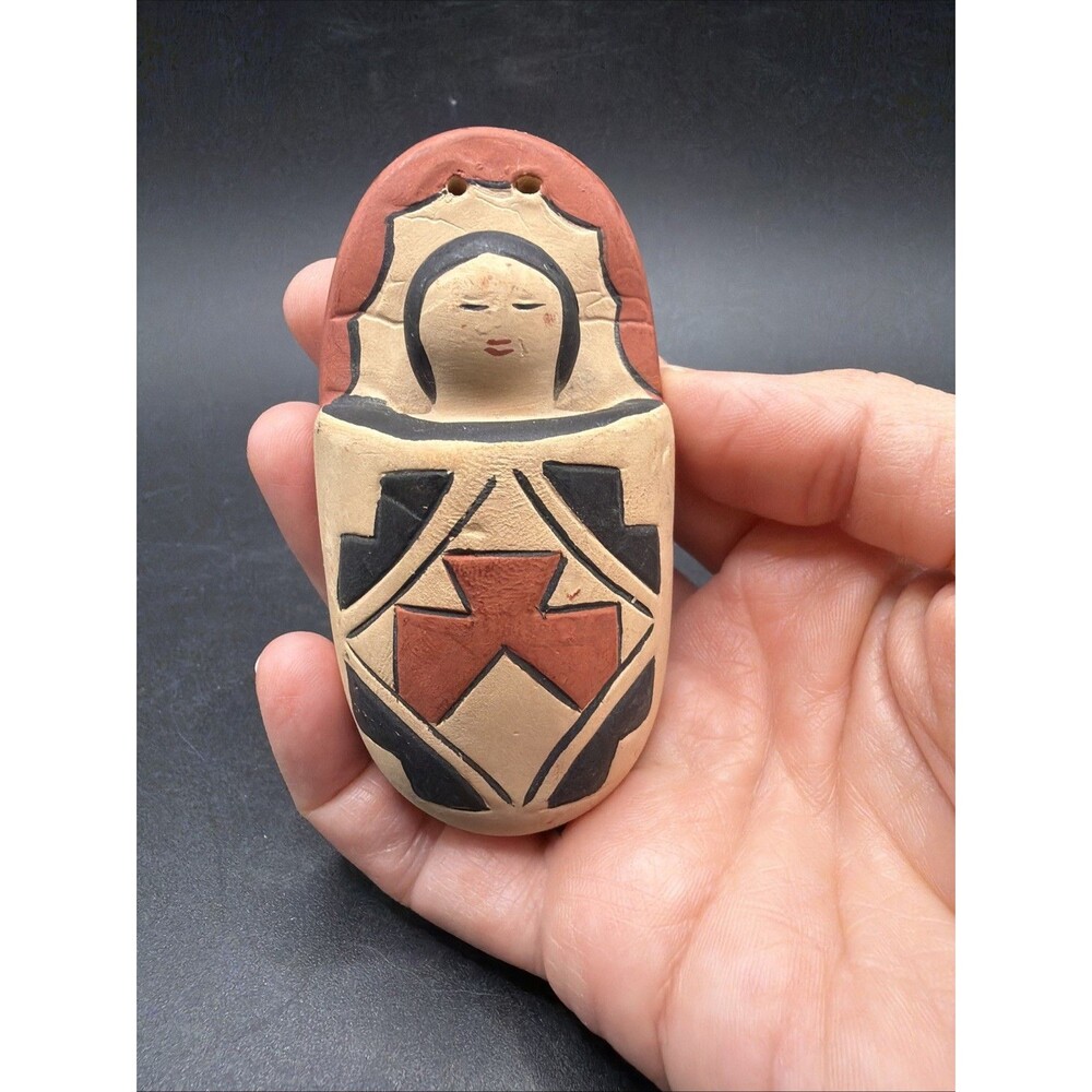 Native American Papoose Cradleboard Hand Made Clay Ornament 3.5"